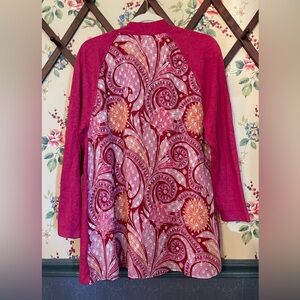 Women's pink & paisley cardigan. Soft Surroundings. Petite Large. NWT.